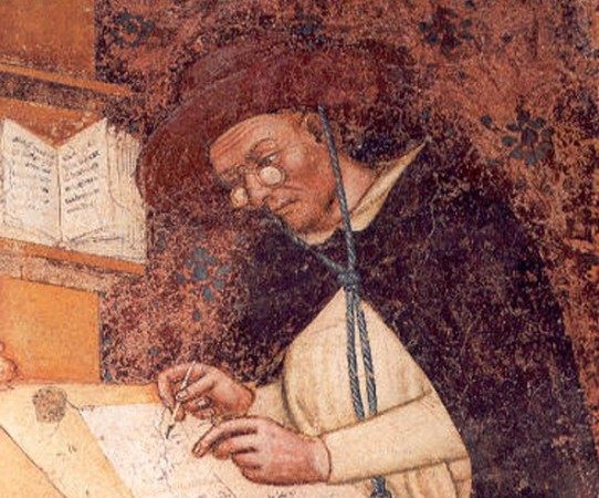 Een illustratie van een leesbril uit de middeleeuwen